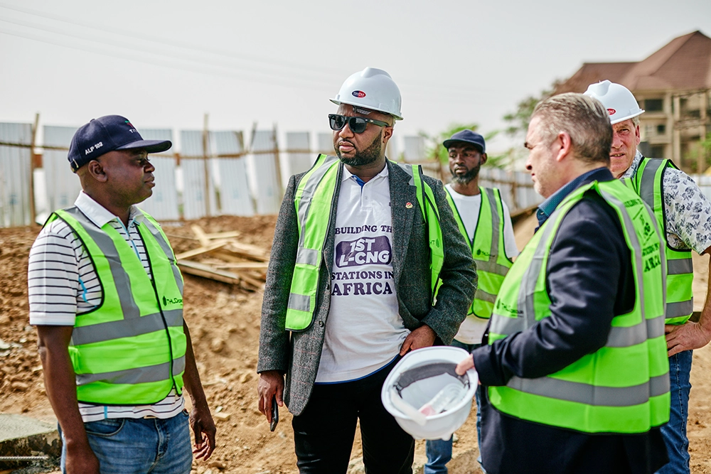 THLD Group CEO Olajuwan supervising a conversion centre being built